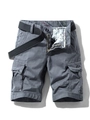Pantaloncini cargo grigi da uomo in tela di cotone pesante con cintura intrecciata - EU 28 / Grigio chiaro