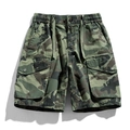 Men's jungle camouflage cargo shorts with elastic waist and tactical side pockets - EU 28 / Army Green Camo