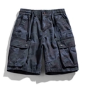 Relaxed fit camo cargo shorts with elastic drawstring waist and large side pockets - EU 28 / Blue