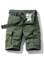 Pantaloncini cargo verde oliva da uomo con cintura in tela e sei tasche ampie - EU 28 / Verde Militare