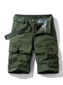 Pantaloncini cargo da uomo verde militare con cintura in tela e dettagli tasca mimetici - EU 29 / Verde Militare