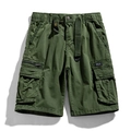 Men's army green cargo shorts with tactical pockets and elastic drawstring waist - EU 29 / Army Green