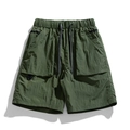 Army green quick-dry tactical cargo shorts with elastic waist and large pockets - S / Army Green