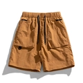Outdoor cargo ice silk shorts for men in mustard yellow with utility pockets - S / Caramel color