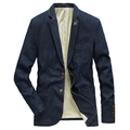 Americana de mezclilla azul oscuro para hombre con corte ajustado y bolsillos de parche - M / Azul Vintage