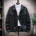 Veste en jean gris foncé pour homme avec doublure polaire et boutons en métal - S / Noir et Gris