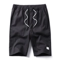 Men's black cotton cargo shorts with drawstring elastic waist and woven label detail - M / Black