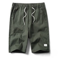 Men's casual olive green cargo shorts with elastic drawstring waist and side pockets - M / Army Green