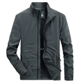 Dunkelgraue Outdoor-Casual-Windjacke für Herren mit Stehkragen und Reißverschluss - M / Verdicktes Grau