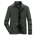 Herren Windjacke in Dunkelgrün mit Stehkragen und atmungsaktivem Mesh-Futter Design - M / Verdicktes Militärgrün