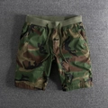 Pantalones cortos cargo de camuflaje para hombre en algodón lavado con cintura elástica - S / Camuflaje Clásico