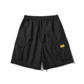 Pantaloncini cargo neri da uomo con vita elastica a coulisse e ampie tasche a patta - M / Nero