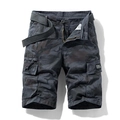 Pantalones cortos cargo de camuflaje para hombre con bolsillos y cinturón tejido - EU 29 / Camuflaje Gris