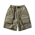 Army green cargo shorts for men with adjustable nylon belt and large utility pockets - S / Army Green (DK3310)