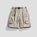 Pantalones cortos cargo caqui para hombre con cintura elástica y cinturón ajustable - EU 28 / Caqui