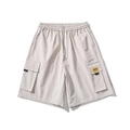 Pantaloncini cargo da uomo bianco crema con coulisse elastica e ampie tasche laterali - M / Cachi