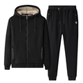 Survêtement homme noir avec doublure épaisse en laine sherpa et capuche chaude - L / Style Jogging Noir (HSR699+799)