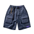 Men's loose cargo shorts with utility pockets and adjustable nylon buckle belt - S / Gray Blue (DK3310)