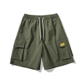 Pantaloncini cargo da uomo verde militare con coulisse elastica e tasche laterali capienti - M / Verde Militare