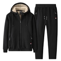 Men's black heavyweight track suit with warm sherpa lining and zip pocket detail - Hsr199+168 Black + Straight Leg Pants / L