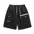Pantaloncini cargo neri da uomo con vita elastica a coulisse e ampie tasche laterali estive - M / Nero
