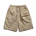 Pantaloncini cargo estivi da uomo color kaki con vita elastica e grandi tasche laterali - M / Cachi