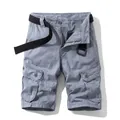 Pantaloncini cargo grigio chiaro con tasche laterali e cintura in nylon nero per l'estate - EU 30 / Grigio