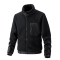 Chaqueta de forro polar negro para hombre con cuello alto y bolsillo con cremallera - L / Negro