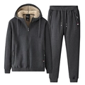 Men's heavy charcoal grey hooded tracksuit with warm fleece lining in size XL - Hsr199+168 Grey+jiggle Pants / L
