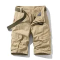 Pantaloncini cargo kaki da uomo con multitasche e cintura intrecciata verde scuro - EU 30 / Cachi