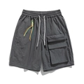 Pantaloncini cargo uomo grigio scuro in seta di ghiaccio con tasche e coulisse - M / grigio scuro