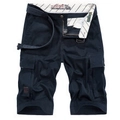 Pantaloncini cargo da uomo blu scuro in cotone con tasche e cintura in tessuto - EU 42 / Blu navy