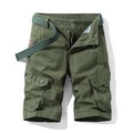 Pantaloncini cargo da uomo verde militare per l'estate con multitasche e cintura - EU 30 / Verde Militare