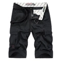 Pantaloncini cargo neri da uomo in cotone con tasche multiple e cintura abbinata - EU 42 / Nero