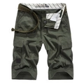 Pantaloncini cargo da uomo verde militare in cotone con tasche e cintura intrecciata - EU 42 / Verde Militare