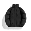 Minimalist black quilted puffer jacket with stand collar and loose fit for men - S / Matte Black