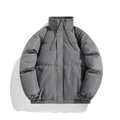 Minimalist dark grey stand collar padded jacket with drawstring and elastic cuffs - S / Cement Grey