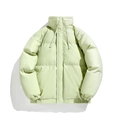 Men's minimalist loose puffer jacket in mint green with stand-up collar and drawstring - S / Matcha Green