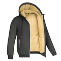 Giacca da uomo grigio scuro con cappuccio e fodera in pile spesso con zip tasche - M / Grigio