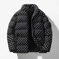 Piumino invernale nero con motivo monogramma B bianco e cappuccio antivento caldo - M / Nero