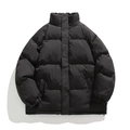Doudoune noire minimaliste pour homme avec col montant et rembourrage chaud matelassé - M / Noir