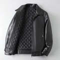 Giacca blazer da uomo in pelle PU nera con calda fodera trapuntata a rombi interna - M / Nero Imbottito