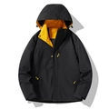 Waterproof hooded jacket in black with yellow lining for outdoor sports and hiking - Male Knight Black Orange Yellow