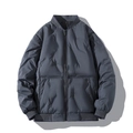 Chaqueta bomber acolchada para hombre en azul grisáceo con cuello de canalé y cremallera - M / Azul