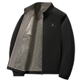 Klassische schwarze Herrenjacke mit Stehkragen, Karomuster und Markenlogo-Detail - M / Schwarz