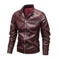 Chaqueta de moto para hombre burdeos entallada con cuello alto y hombros acolchados en rombos - M / Burdeos