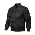 Chaqueta de aviador MA1 negra clásica con cuello acanalado y bolsillo en la manga - M / Negro