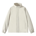 Men's minimalist off-white stand collar windbreaker jacket with raglan sleeves and full zip - M / Beige