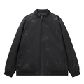 Schwarze Bomberjacke für Herren mit geometrischem Muster und Rippbündchen auf Weiß - M / Schwarz
