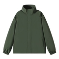 Dark green men's windproof jacket with stand collar and elastic cuffs on white background - M / Army Green